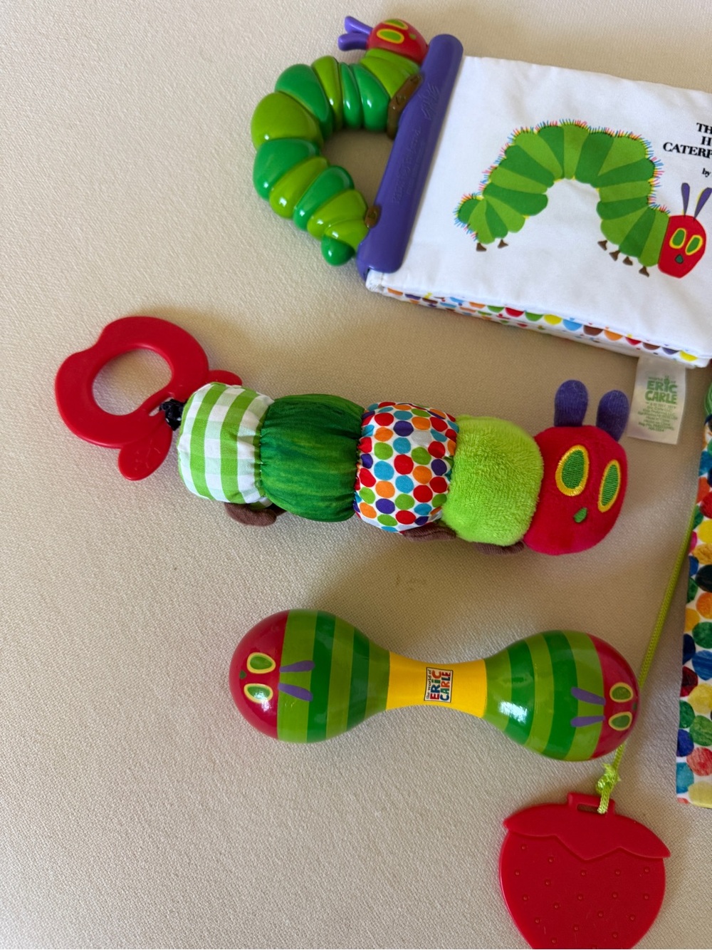 The Very Hungry Caterpillar 5 piece lot Baby soft book rattle toy tether toy - Picture 2 of 13